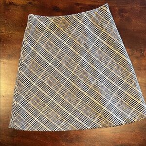 Karen Kane Plaid A-Line Skirt in Black and Yellow